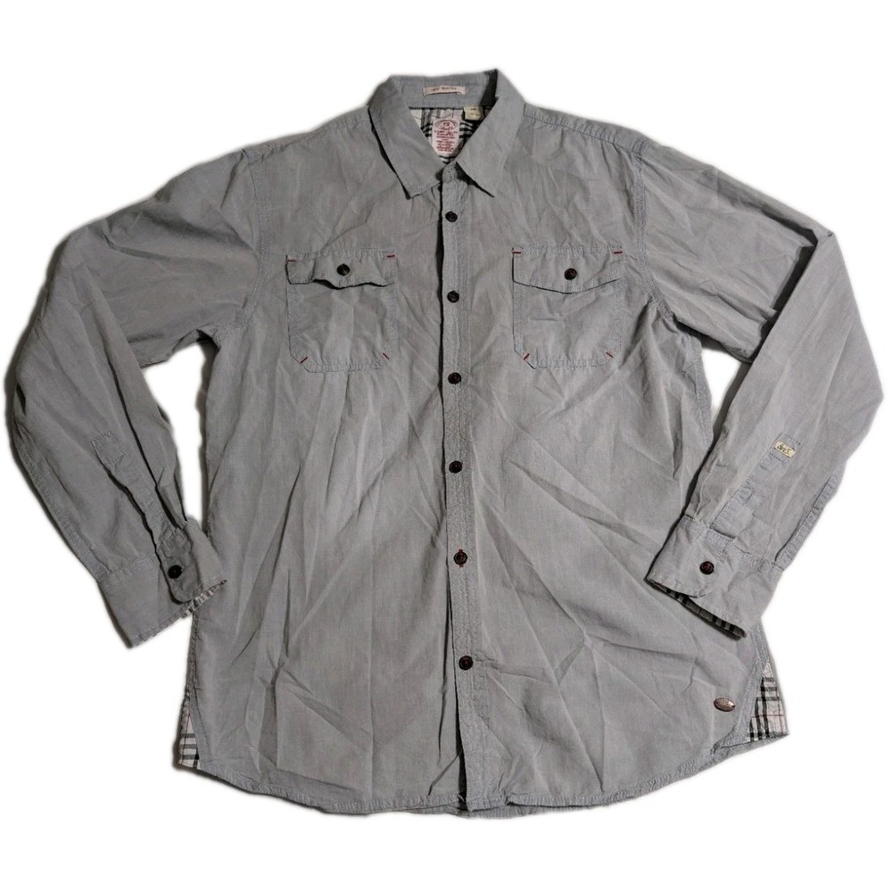 Scotch &‎ Soda Long Sleeve Button Up Shirt Men's XL Light Gray Utility